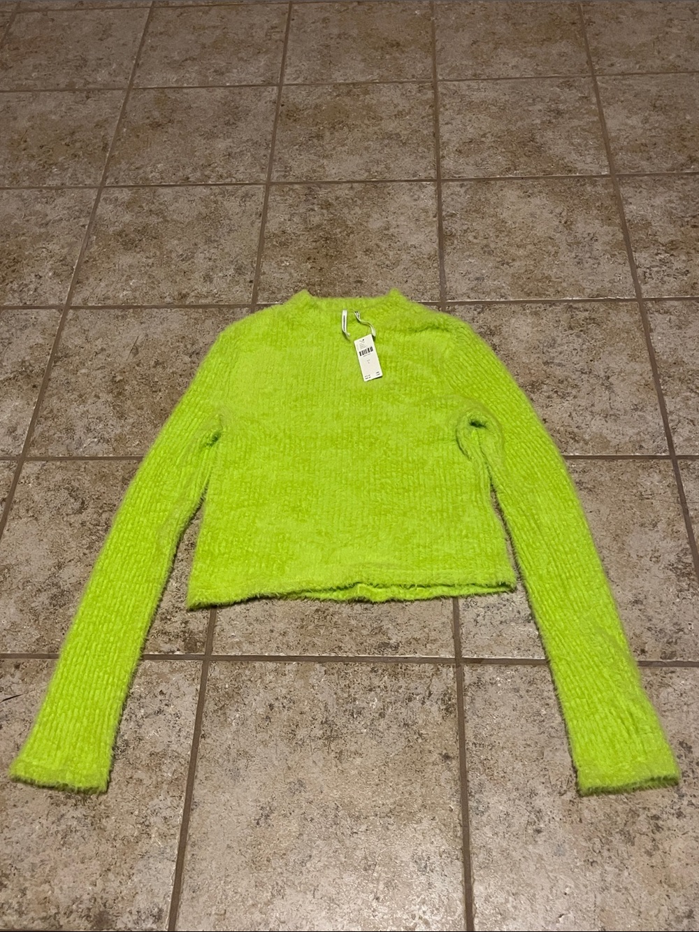 By Anthropologie Fuzzy Eyelash Mock Neck Cropped Sweater. Size Large